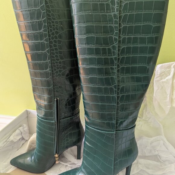GUESS Faux-Croc leather Boots Forest Green Sz 6 - Picture 5 of 12